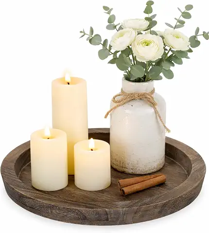 Round Wooden Decor Tray